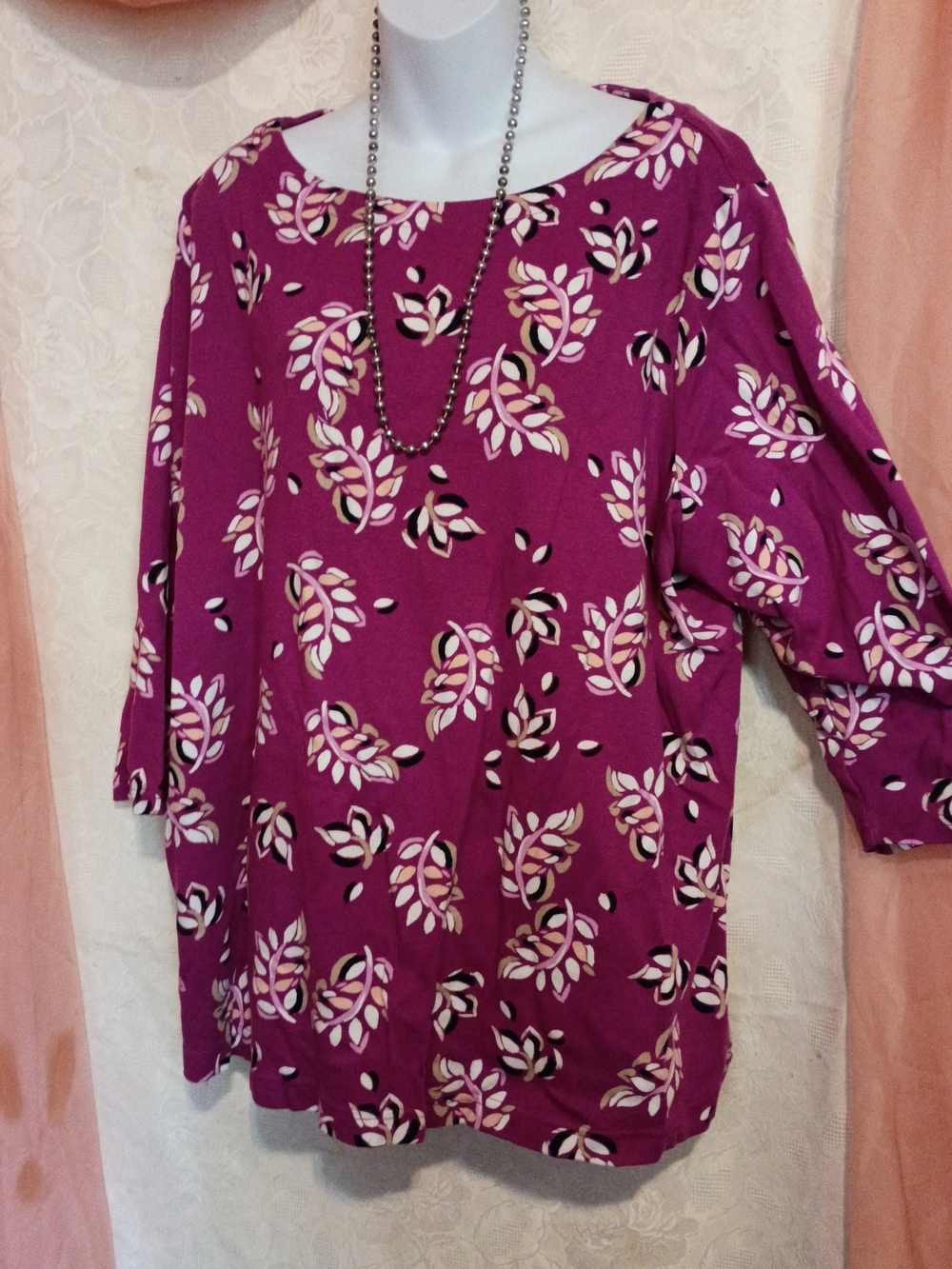 🛍️ BUNDLE ONLY🛍️croft & barrow Magenta Floral Boatneck Blouse